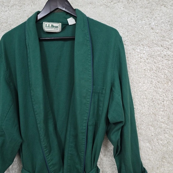 Vintage LL Bean Robe‎ Mens Medium Green Long Sleeve Pockets Lightweight USA Made - Picture 3 of 12